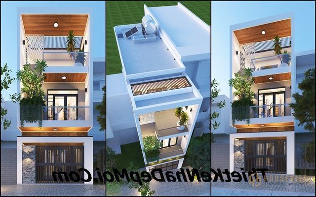Mẫu thiết kế nhà 1 trệt 1 lầu 1 sân thượng 4x13