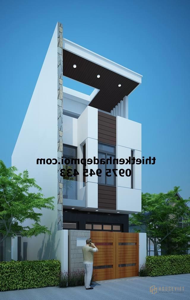 Mẫu nhà 1 trệt 1 lầu 1 sân thượng hướng Tây