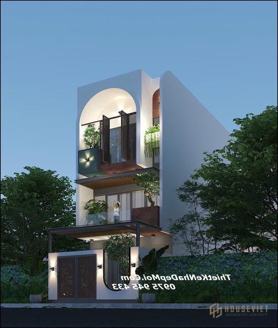 Nhà mái bằng 1 trệt 2 lầu 5m