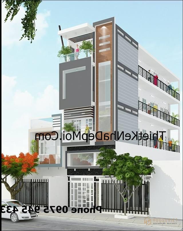 nhà mặt tiền 5m 1 trệt 1 lửng 2 lầu 1 sân thượng 2022