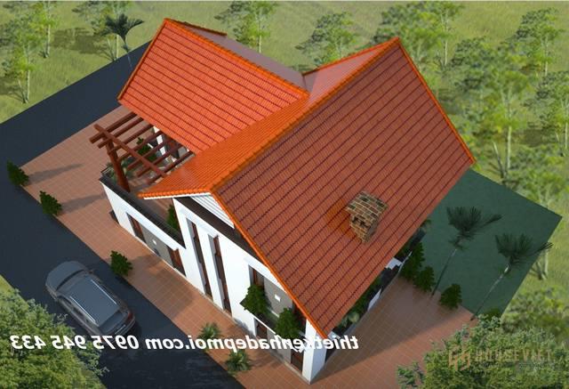 biet thu 2 tang mai ngoi o nong thon dep 8x12