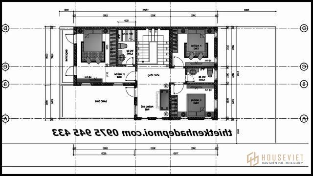 Bản vẽ nhà 8x12 có gara 2 tầng mái tahi1 