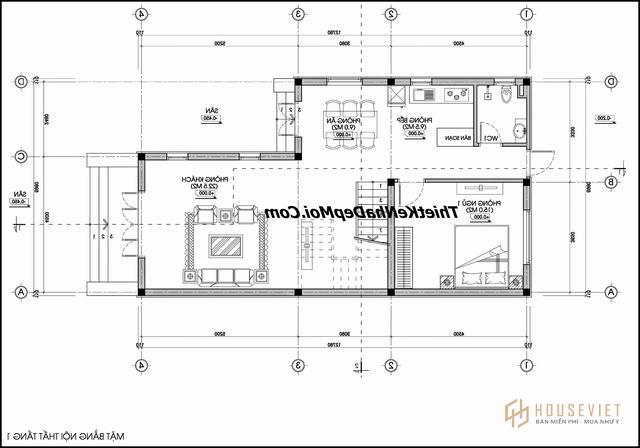 Mặt bằng thiết kế nhà diện tích 7x13m