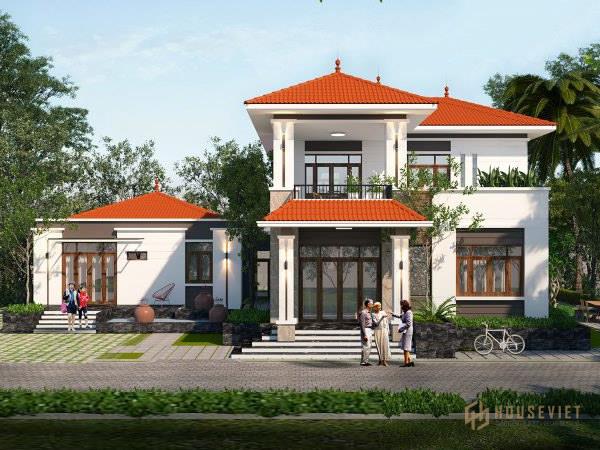 Mẫu biệt thự 2 tầng hình chữ L đẹp