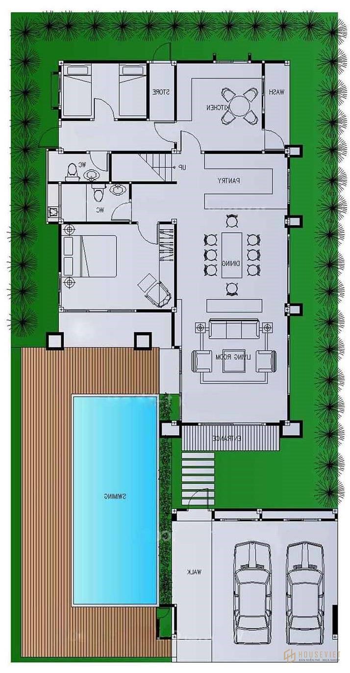 Mẫu biệt thự 2 tầng hình chữ L đẹp