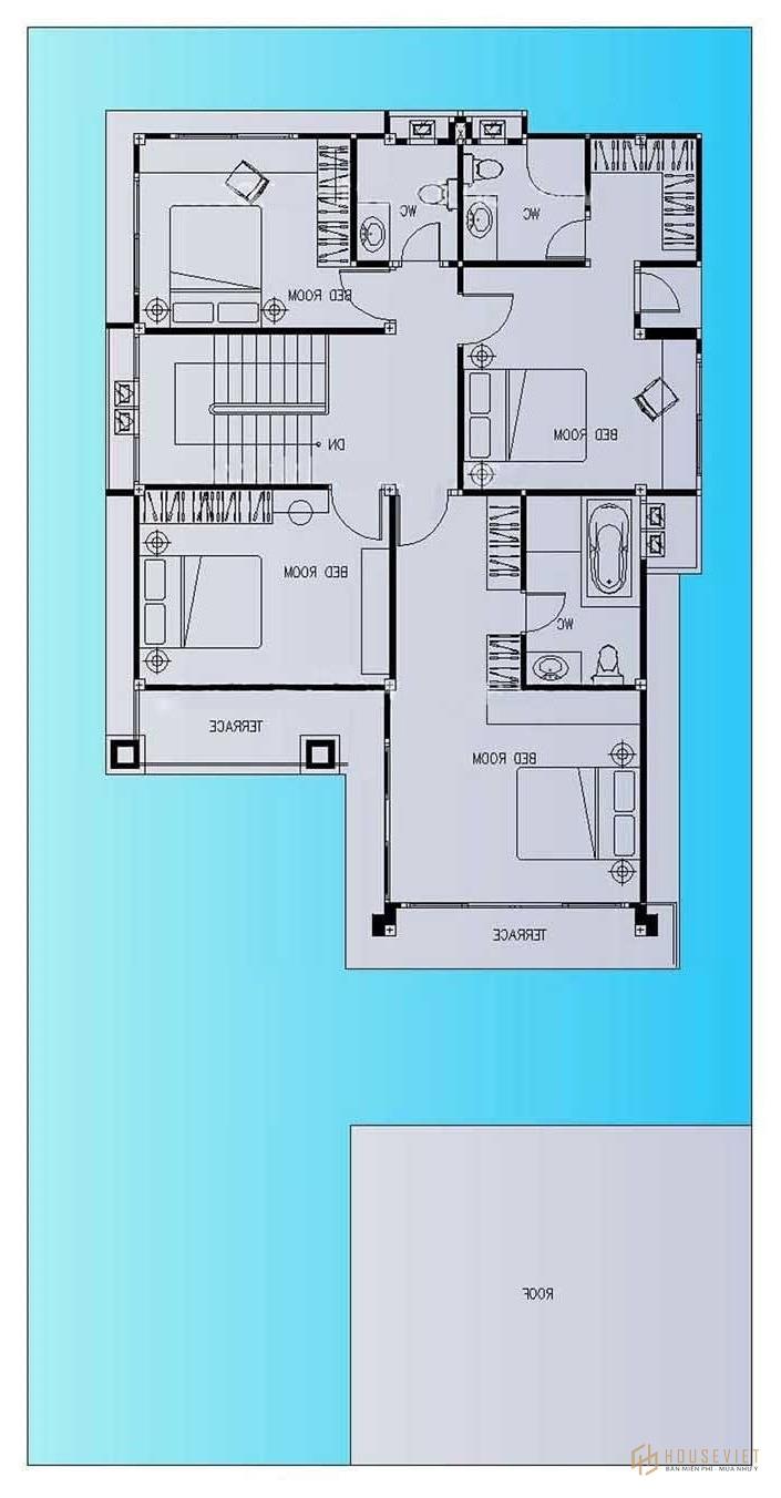 Mẫu biệt thự 2 tầng hình chữ L đẹp
