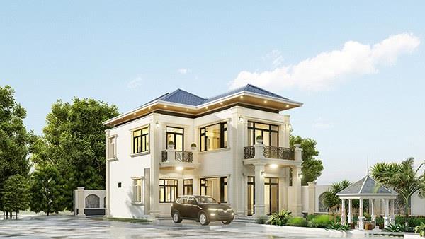 Mẫu biệt thự 2 tầng hình chữ L đẹp