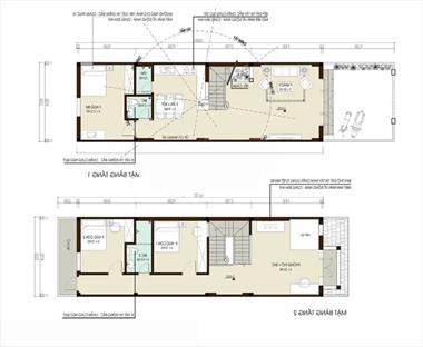 Nhà 2 Tầng 3 Phòng ngủ Giải pháp kiến ​​trúc nội ngoại thất 5 × 15