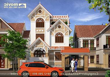 Nhà phố 3 tầng 100m2 mái thái hiện đại (MB1516)