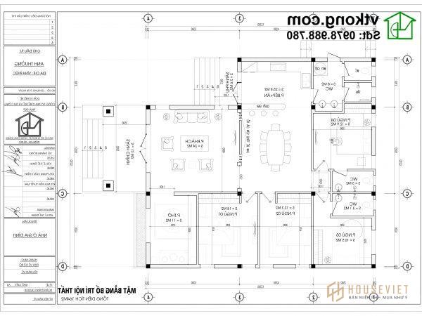 Bản vẽ mặt bằng biệt thự 1 tầng 12x13m vuông