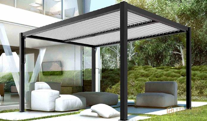 Ảnh 12: Một mẫu hiên tối giản kim loại đã cho thấy một thiết kế đẹp theo pergola là gì