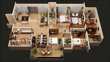 Nội thất căn hộ 4 phòng ngủ tiện nghi hiện đại