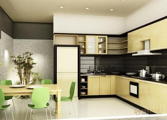 Ảnh 16: Đối diện phòng khách là khu vực nấu nướng gọn gàng, ngăn nắp.