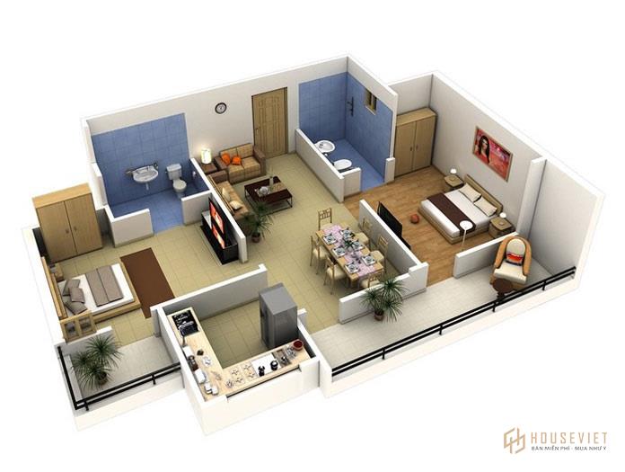 Ảnh 28: Thiết kế tổng thể căn hộ diện tích 50m2