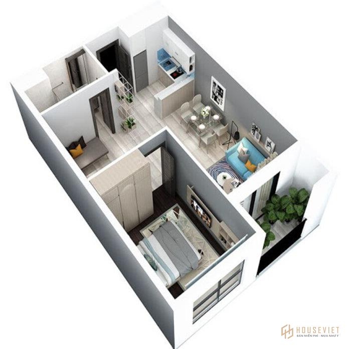 Ảnh 1: Thiết kế căn hộ 1 phòng ngủ tiện nghi và hiện đại