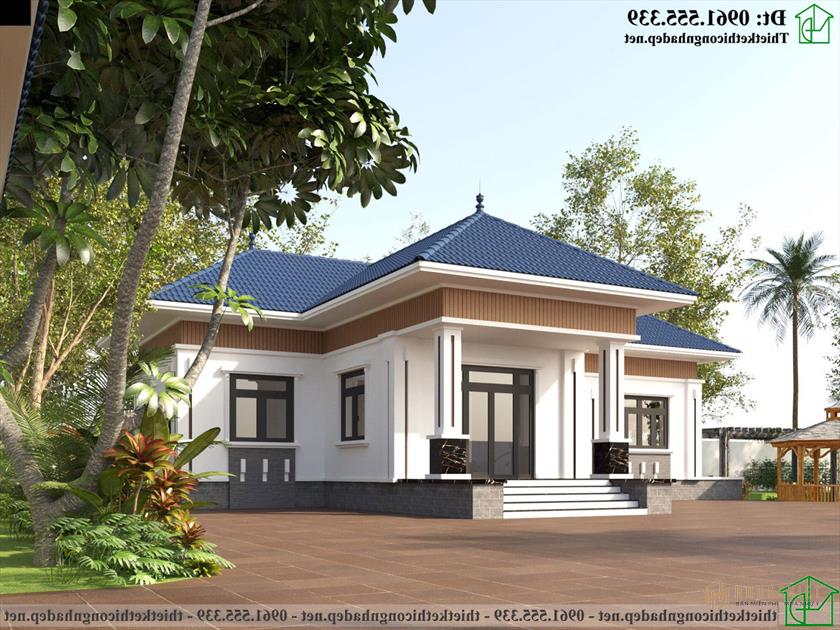 Mặt tiền nhà cấp 4 hình chữ T đẹp hiện đại NDNC4176