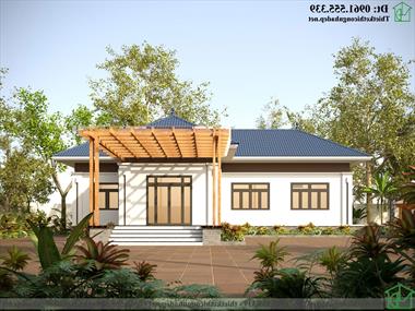 Thiết kế mẫu nhà cấp 4 hình chữ T 18x10m 2 phòng ngủ tại Hòa Bình NDNC4176