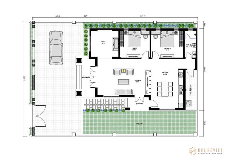 Biệt thự 1 lầu 2 phòng ngủ