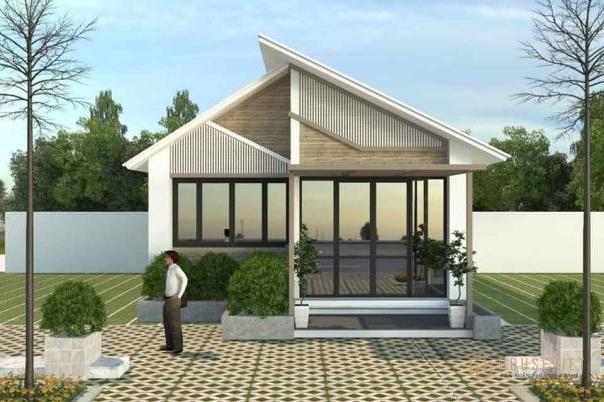 Mẫu thiết kế nhà cấp 4 100m2 có 4 phòng ngủ mái dốc độc đáo