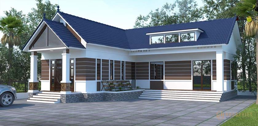 Mẫu thiết kế nhà cấp 4 gồm 4 phòng ngủ và 1 phòng thờ