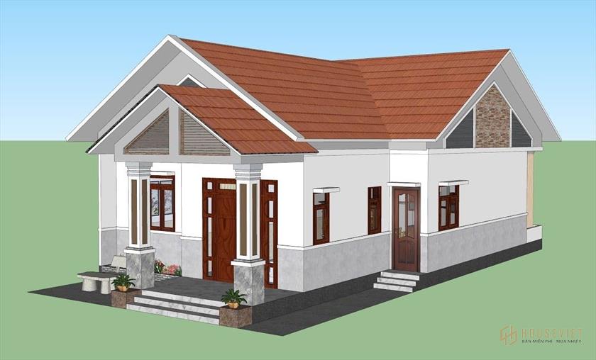 Mẫu nhà chữ L 4 phòng ngủ