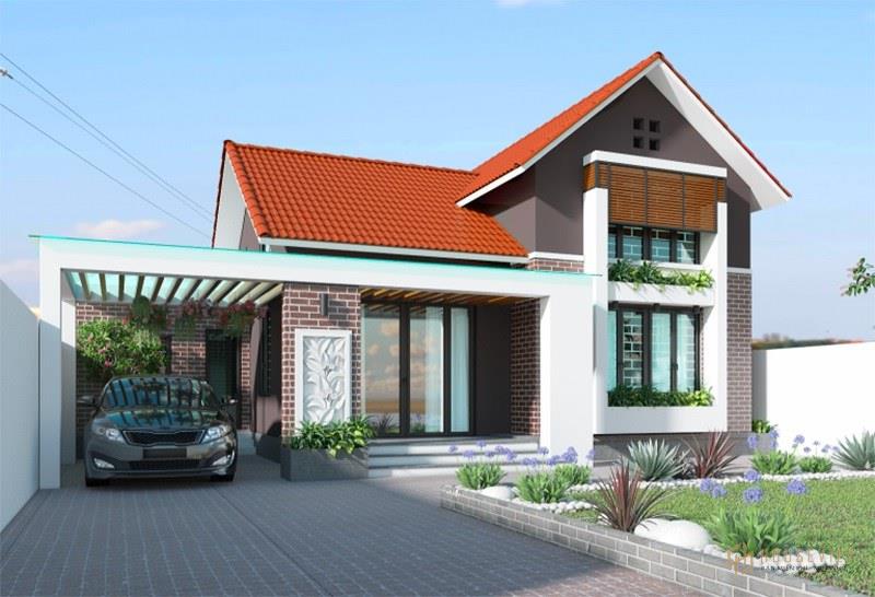 Mẫu nhà cấp 4 chữ L 4 phòng ngủ có gara sang trọng