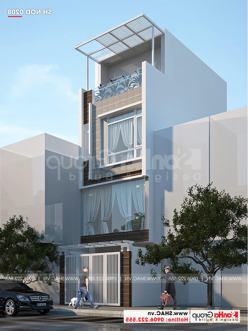 Mẫu nhà ống 4 tầng đẹp hiện đại tại TP.  Hạ Long toát lên vẻ sang trọng và tinh tế được tạo nên từ những chi tiết đơn giản 