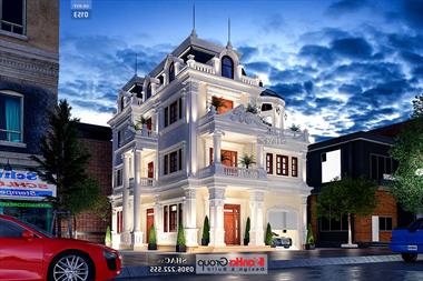 Biệt thự kiểu pháp 3 tầng tân cổ điển mặt tiền 10m rộng 135m2 - SH BTP 0153