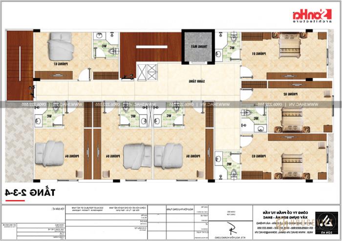 Bản vẽ chi tiết mặt bằng công năng tầng 2 đến tầng 4