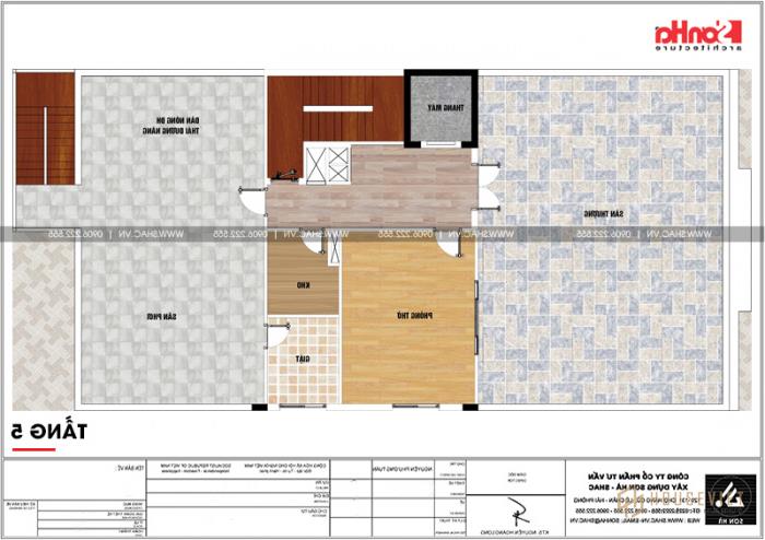 Bản vẽ chi tiết mặt bằng tầng mái của khách sạn