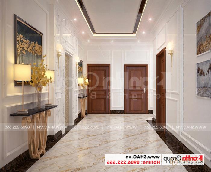 Cách trang trí hành lang khách sạn mini 2 sao tân cổ điển đẹp 