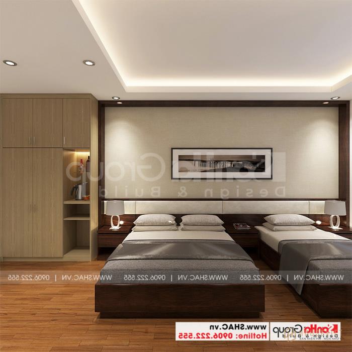 Thiết kế nội thất phòng ngủ khách sạn tân cổ điển tiêu chuẩn 2 sao 