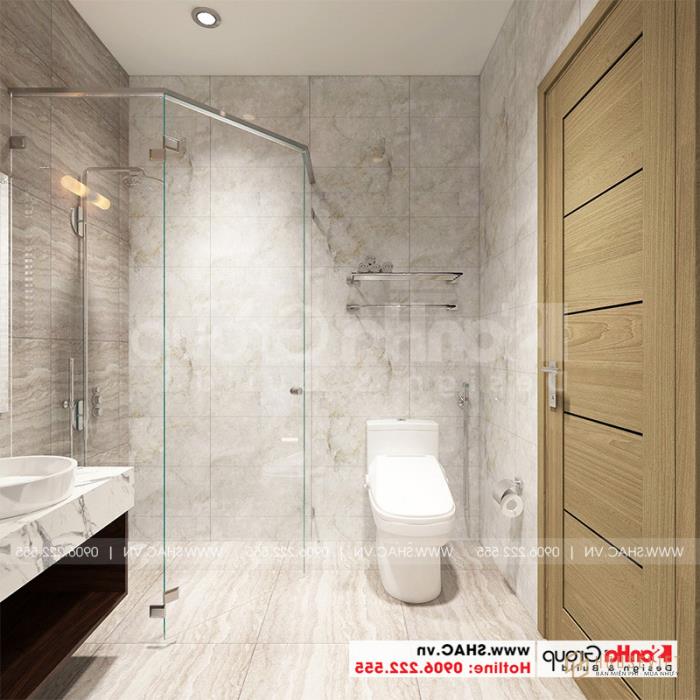 Phương án thiết kế phòng tắm và nhà vệ sinh có bồn tắm đứng