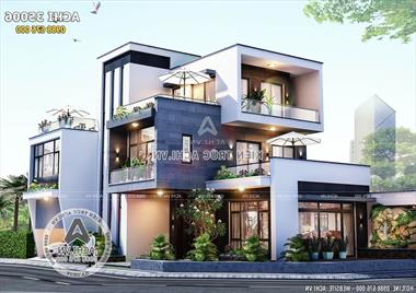 Mẫu thiết kế biệt thự hiện đại đẹp 3 tầng tại Hà Nam - ACHI 35006