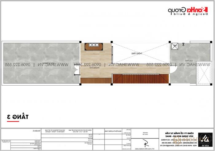 Bản vẽ mặt bằng công năng tầng 3 nhà ống 3 tầng hiện đại tại Hải Phòng 