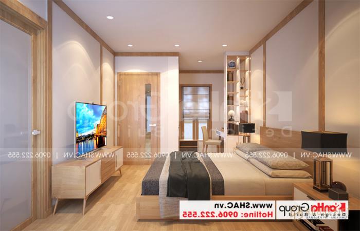 Phòng ngủ có toilet trong nhà và nội thất gỗ tự nhiên cao cấp. 