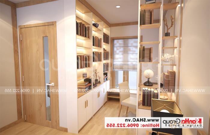 Khu vực thay đồ trong không gian phòng ngủ chính của ngôi nhà 