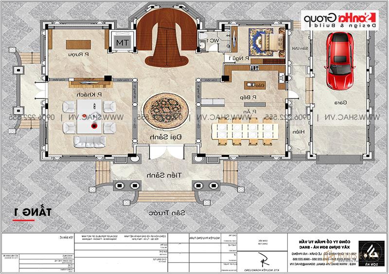 Mặt bằng tầng 1 biệt thự lâu đài đẹp tại Hải Dương 