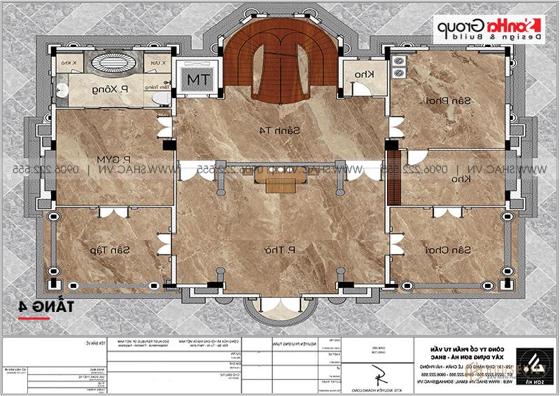 Bản vẽ tầng 4 biệt thự lâu đài Hải Dương 