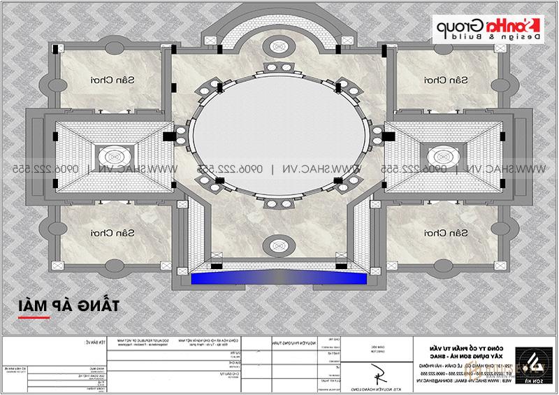 Mặt bằng tầng áp mái biệt thự lâu đài đẹp tại Hải Dương 