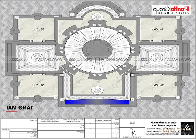 Bản vẽ tầng mái biệt thự lâu đài hiện đại tại Hải Dương 