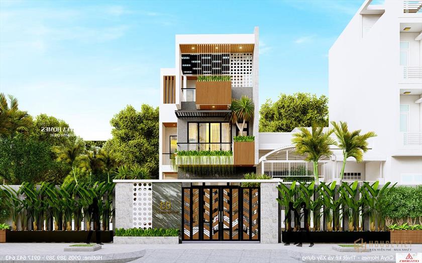 Mặt tiền được thiết kế theo phong cách hiện đại và sang trọng