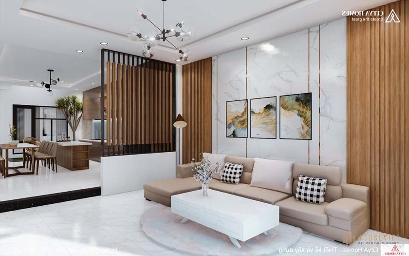 Không gian mở tạo liên kết giữa phòng khách và nhà bếp