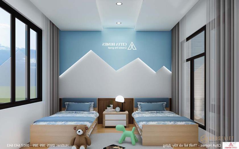 Phòng Ngủ Có 2 Giường Đơn Thiết Kế Đèn Tường Lạ Mắt, Kích Thích Khả Năng Sáng Tạo Của Trẻ