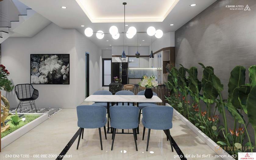 Phòng bếp với thiết kế hài hòa và ấm áp