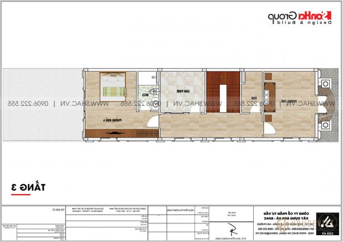 7 Bản vẽ mặt bằng tầng 3 mẫu nhà ống cổ điển mặt tiền 5,2m tại Hà Nội sh nop 0203