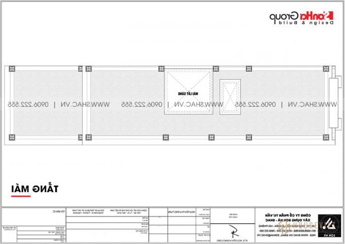 Bản vẽ mặt bằng tầng mái nhà phố 4 phòng ngủ tại Hà Nội 