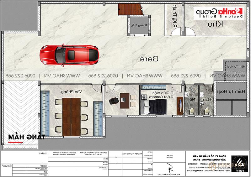 Mặt bằng tầng hầm biệt thự tân cổ điển tại Sài Gòn 