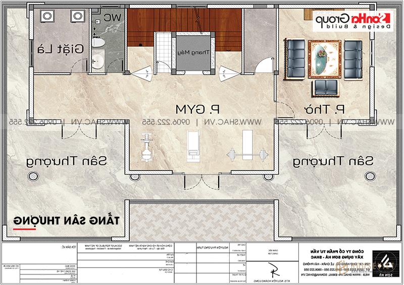 7 Mặt bằng tầng sân thượng biệt thự tân cổ điển tại sài gòn sh btp 0161