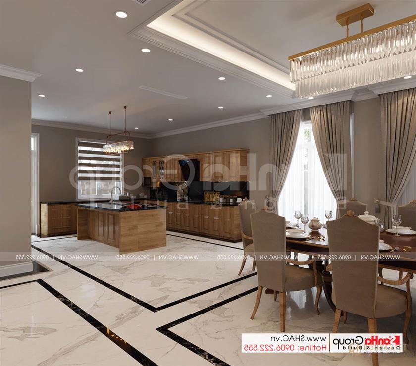 Phòng bếp và nhà ăn của biệt thự tân cổ điển 